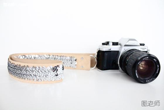 手工DIY教程 教你自制亮片相机背带
