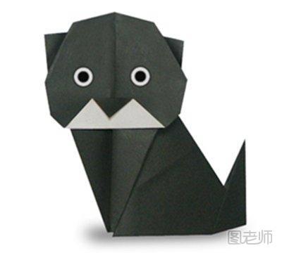 折纸,小黑猫,动物折纸,小猫,