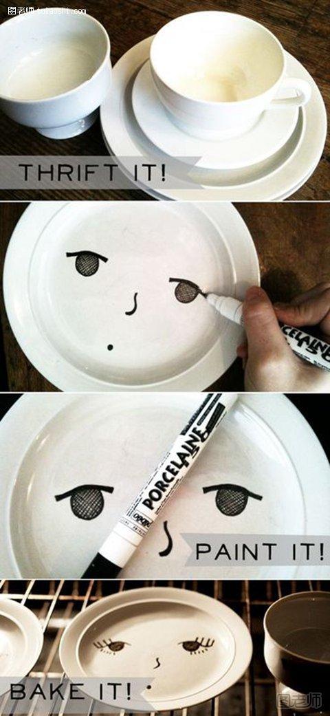 在盘子上画出小孩脸
