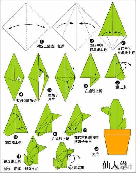 仙人掌的折纸方法