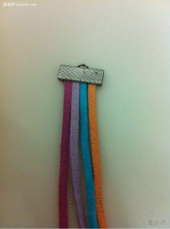 手工编织图片教程【图文】超简单韓国绒手绳DIY编织