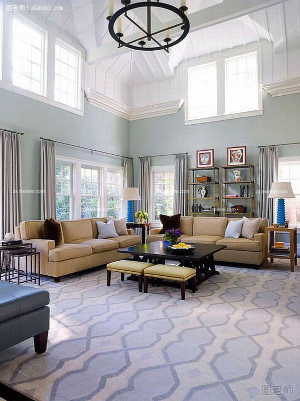 客厅设计效果图 为你展现蓝色的魅力