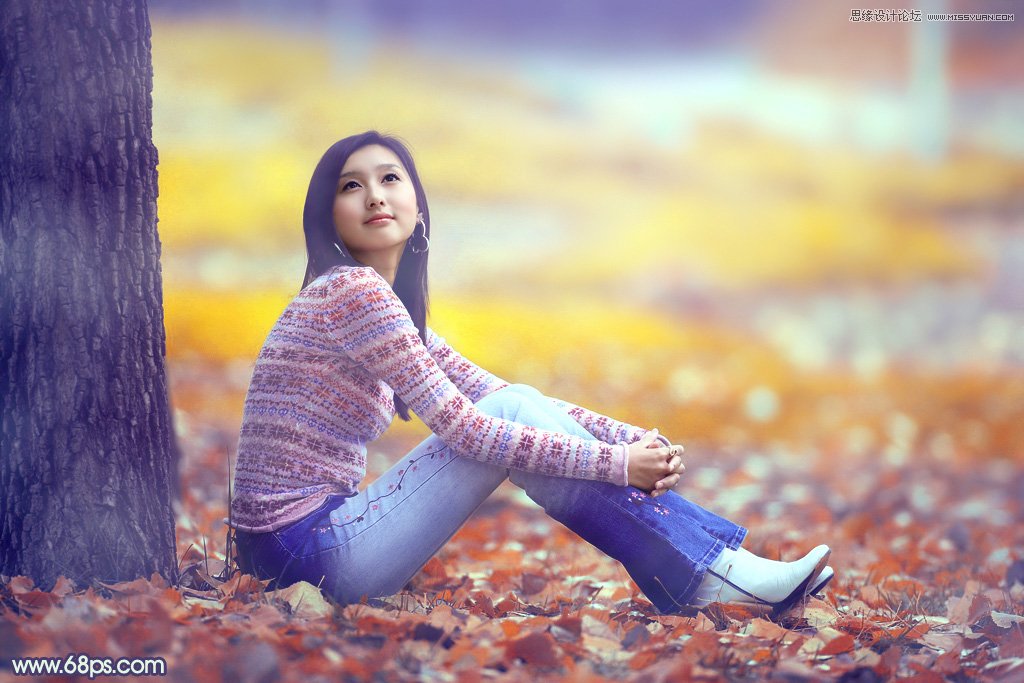 Photoshop调出美女照片秋季橙黄色调,PS教程,图老师教程网