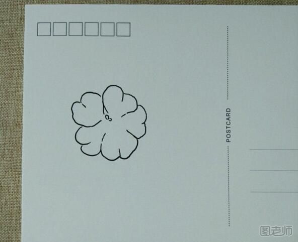简单漂亮的手绘明信片作品-花朵...<a href=
